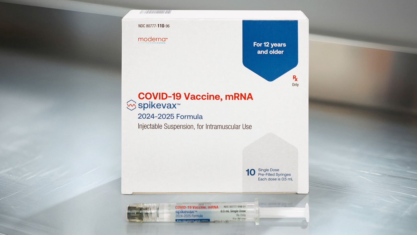 A box of Moderna's COVID-19 mRNA vaccine, 2024-2025 formula.