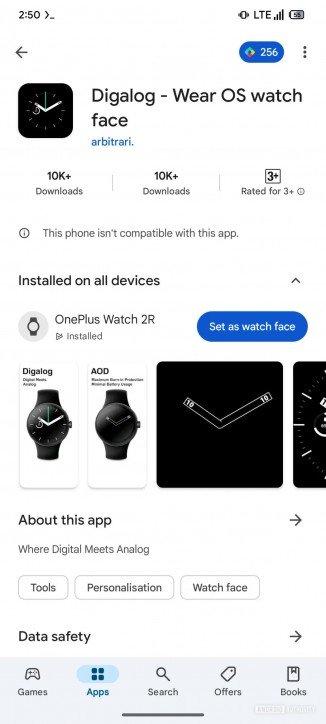 New watch face apply button